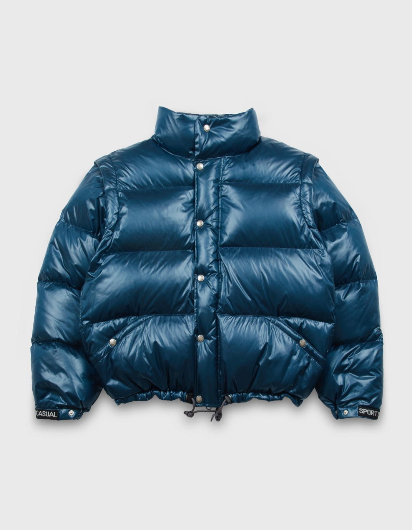 DETACHABLE SLEEVES PUFFY DOWN JACKET / Navy